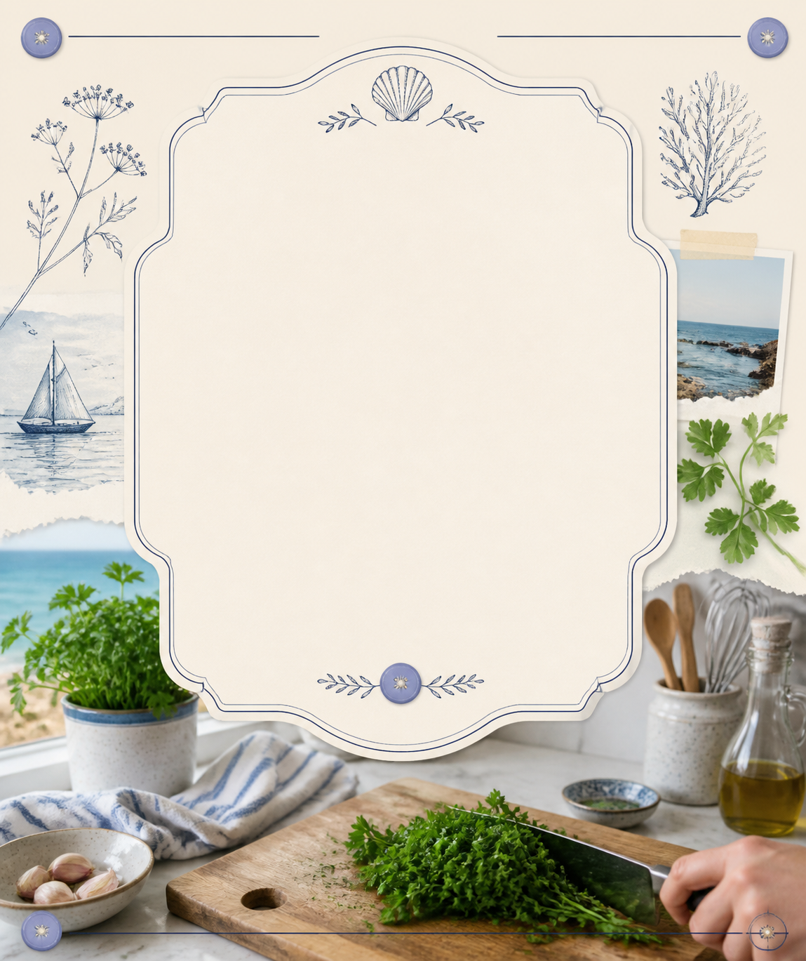 A coastal kitchen table prepared for recipe testing